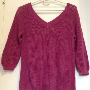 Lole Dark Pink Womens' Open-Knit V-Neck Sweater
